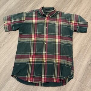 Vintage Polo Ralph Lauren  Button Shirt Men's‎ XL Green Label  90s Short Sleeve